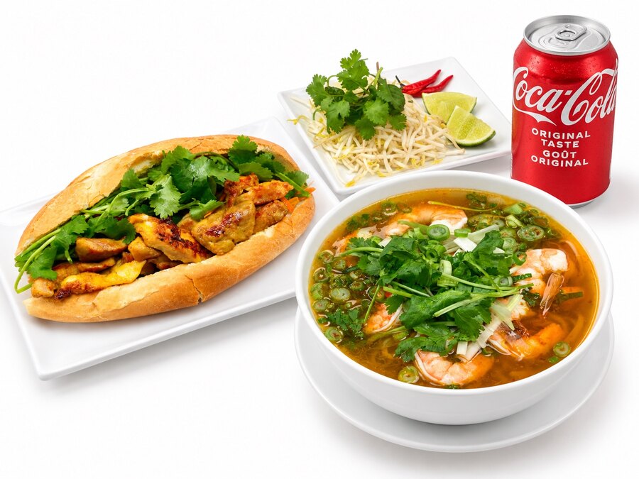 C11 Bánh Mì and Pho Combo with a soft drink