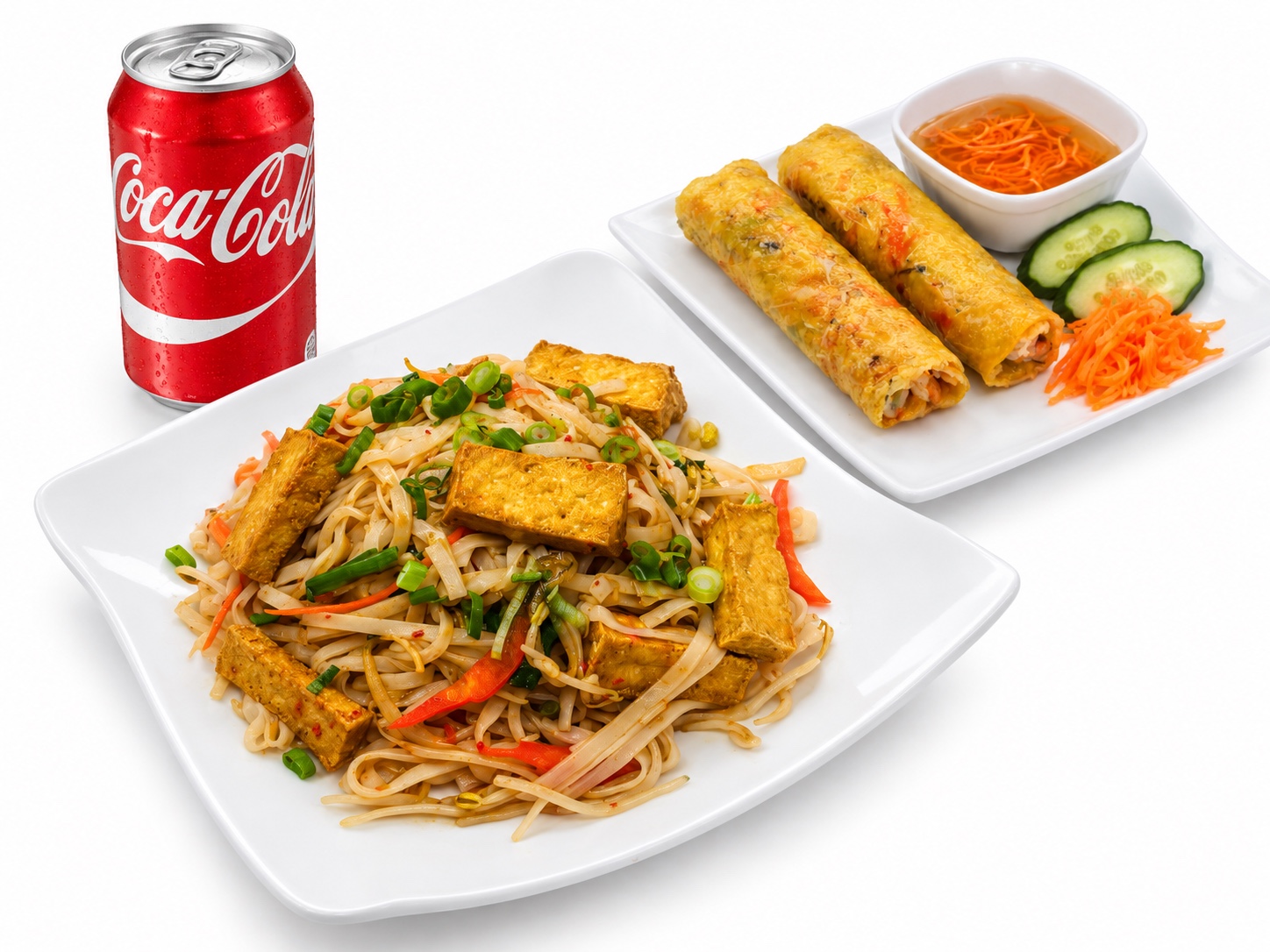 C24 Vegan Pad Thai Combo with an appetizer and a soft drink